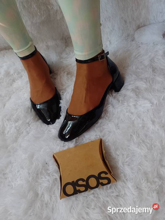 3940 ASOS Design Czarne czółenka z zapięciem z czarny małopolskie Kraków sprzedam