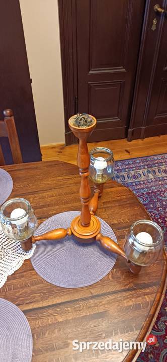 Lampa wisząca drewniana 3 ramiona