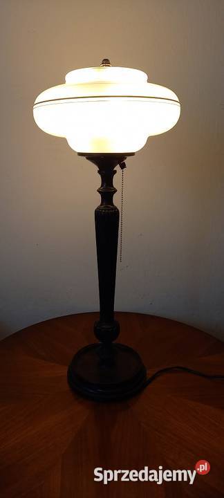 Elegancka drewniana lampa gabinetowa z kloszem Skierniewice sprzedam