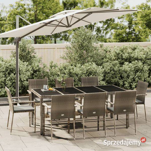 vidaXL 9cz zestaw mebli ogrodowych z poduszkami