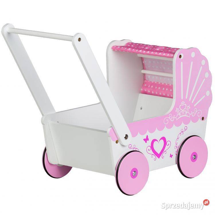 Drewniany wózek lalek pchacz dzieci Ecotoys