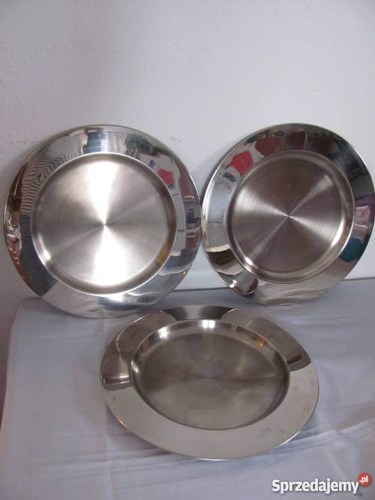 Talerze metalowa taca 3 sztuki stal nierdzewna Zamość sprzedam