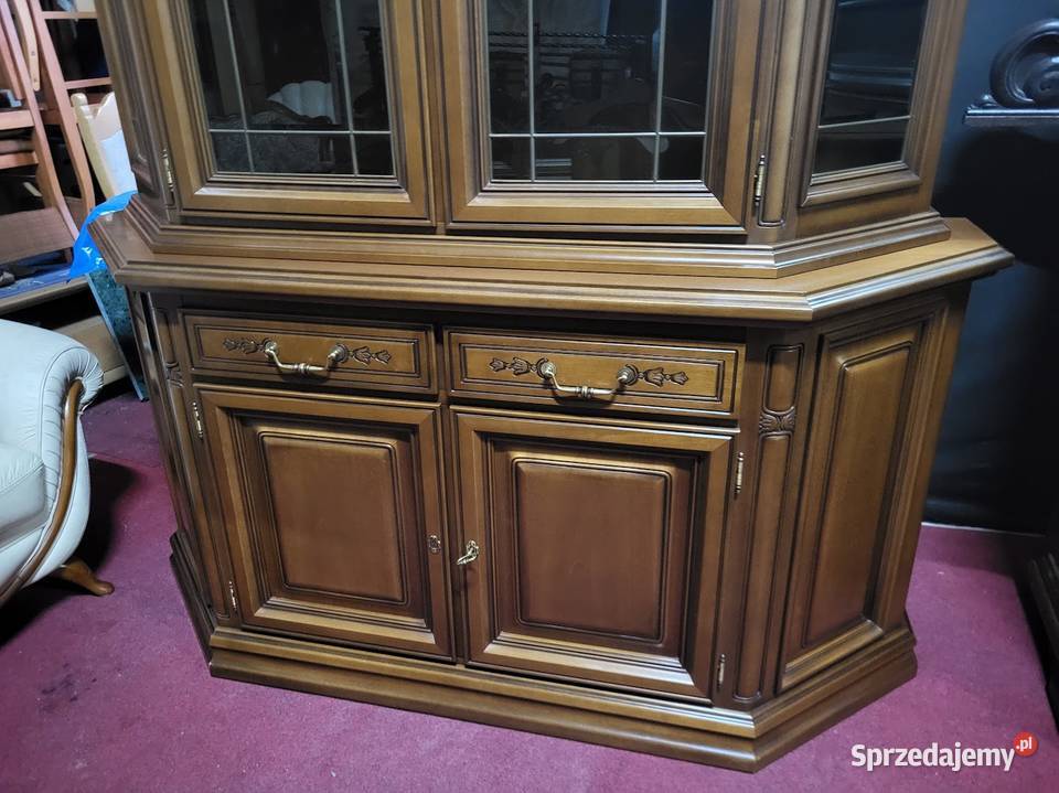 Piękny kredens bufet biblioteka serwantka orzech 216cm Sypniewo