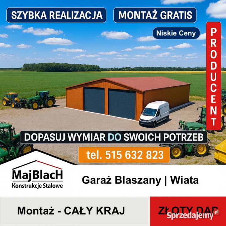 Duża Wiata Hala Garaż Blaszany Grafit z 112m2