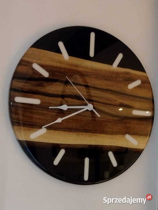 Zegar rękodzieło Drewno z żywicą Zamość