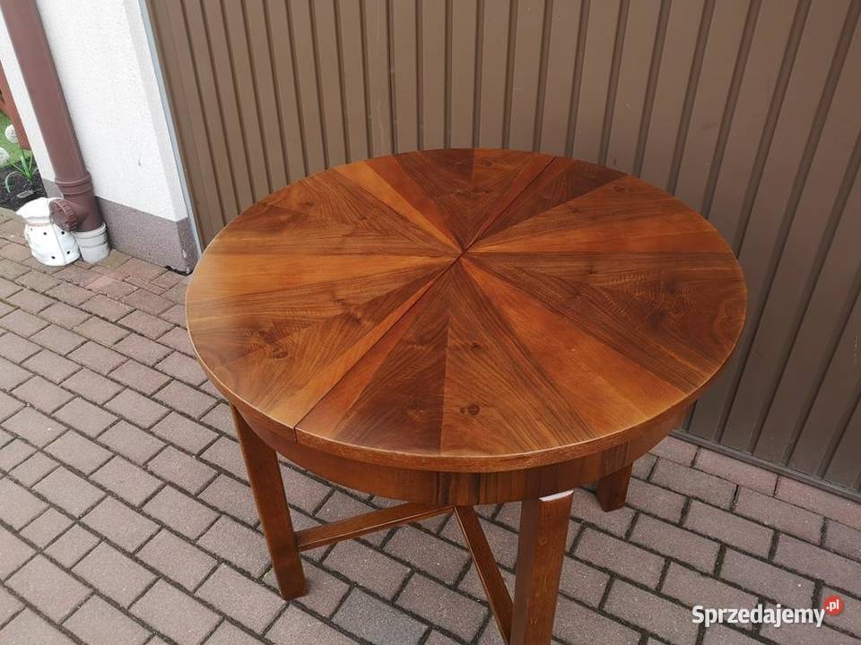Stół ArtDeco Okrągły Orzech 90 Zgrabny Stary
