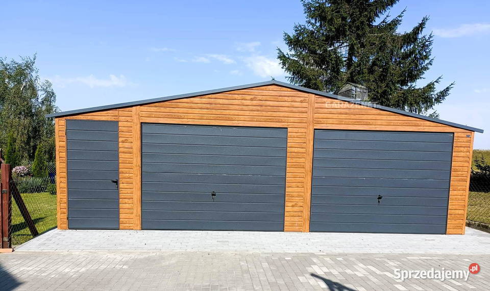 GARAŻ BLASZANY 8m x 7m DWUSPAD 2x BRAMA DRZWI