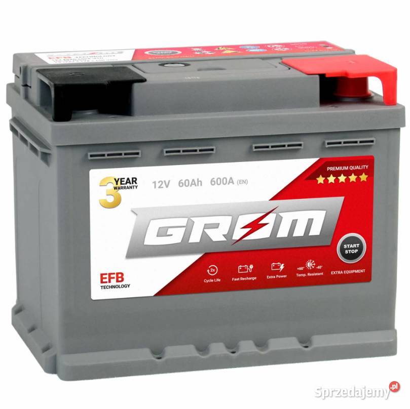 Akumulator GROM EFB START&STOP 60Ah 600A Prawy Plus DTR Malbork ...