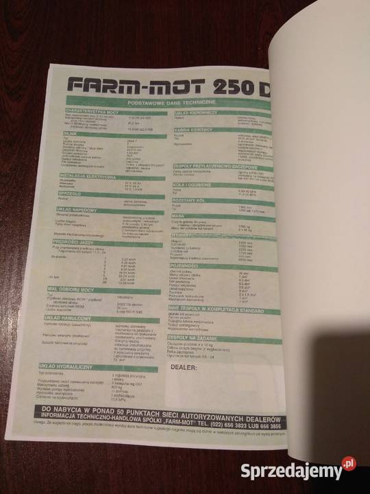 Farm mot 250 D instrukcja obsługi Stalowa Wola sprzedam