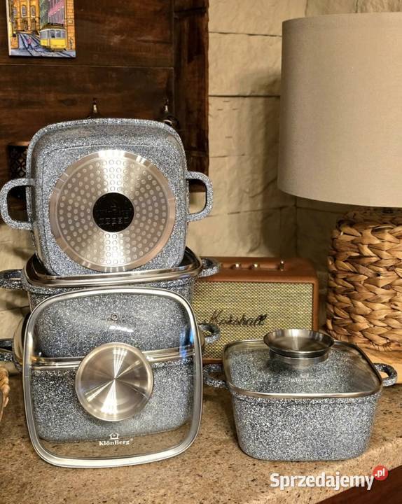 259 Zestaw 4 sztuk brytfanek marmurkowych Zabrze