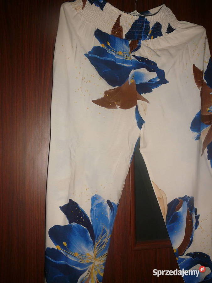 włoska spodnie i bluzka letnia kwiaty wiskoza