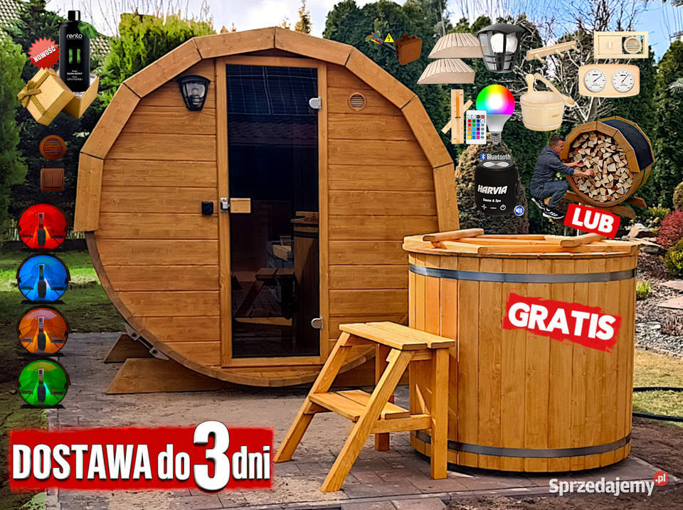 SAUNA Ogrodowa 250 BECZKA 500L Akcesoria Nowy Targ
