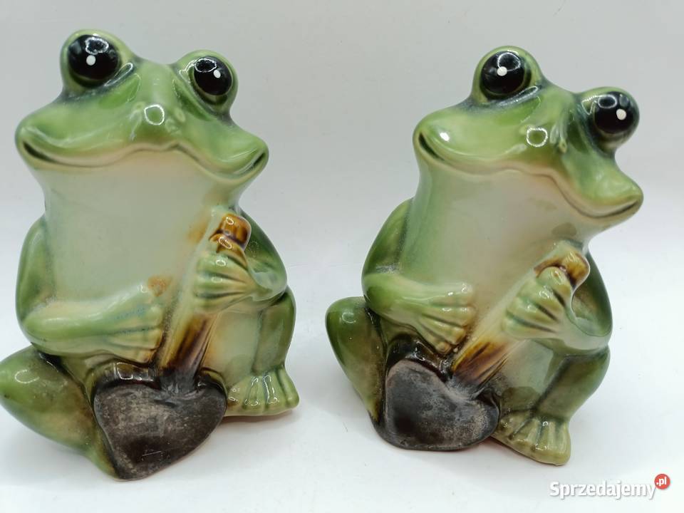 Ceramiczne figurki żab żabek 2 sztuki Zamość