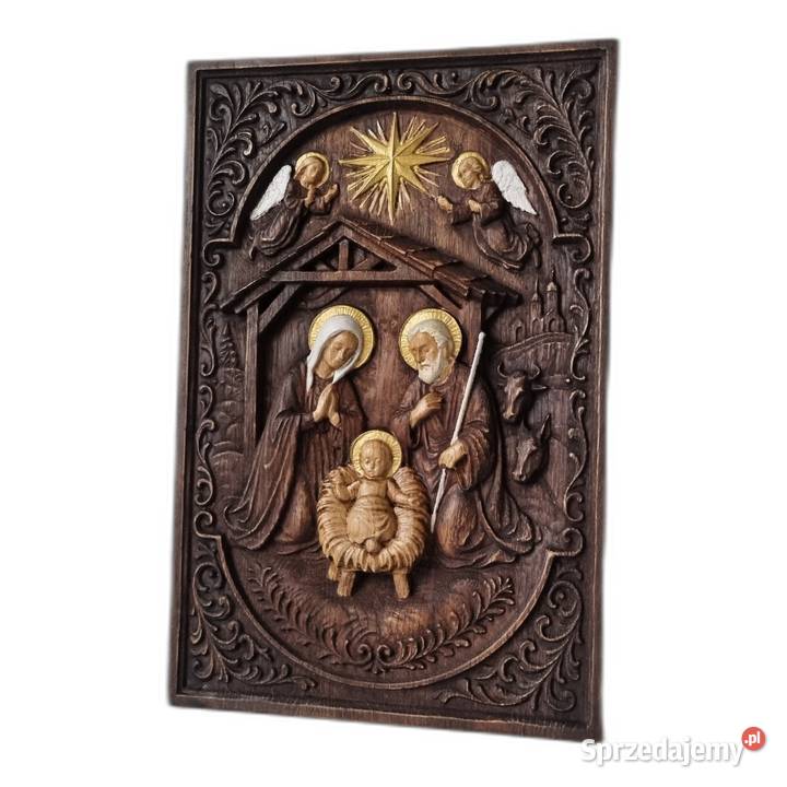 Drewniana Rzeźba Szopka Betlejemska3D Święta Malechowo