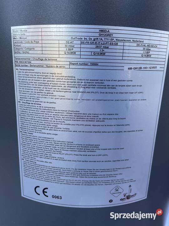 Parasol grzewczy GH12B szary Sunred hmxda gazowy kujawsko-pomorskie Toruń sprzedam