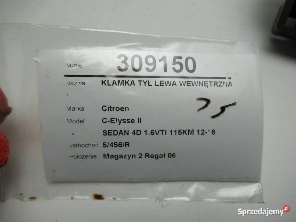 KLAMKA TYŁ LEWA WEWNĘTRZNA CITROEN CELYSEE
