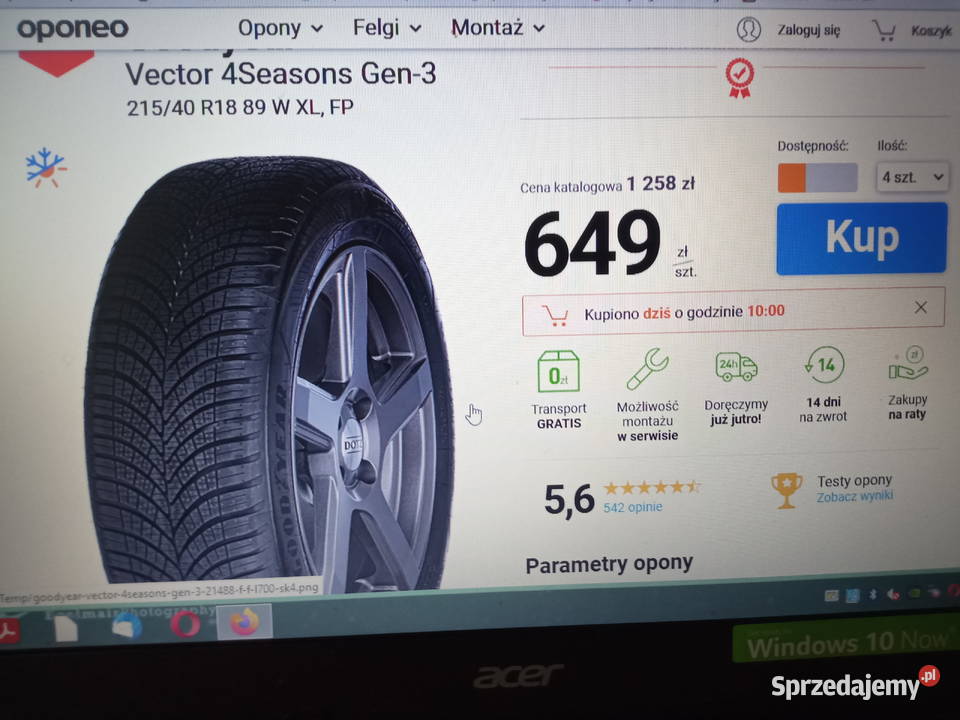 Goodyear 215x40x18 zima 2020r 65 mm 40 Droszków