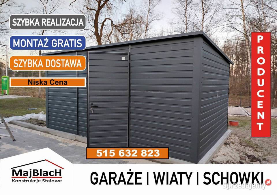 Garaż Blaszany Dwuspadowy Popielaty Wiata Hala dolnośląskie Jelenia Góra