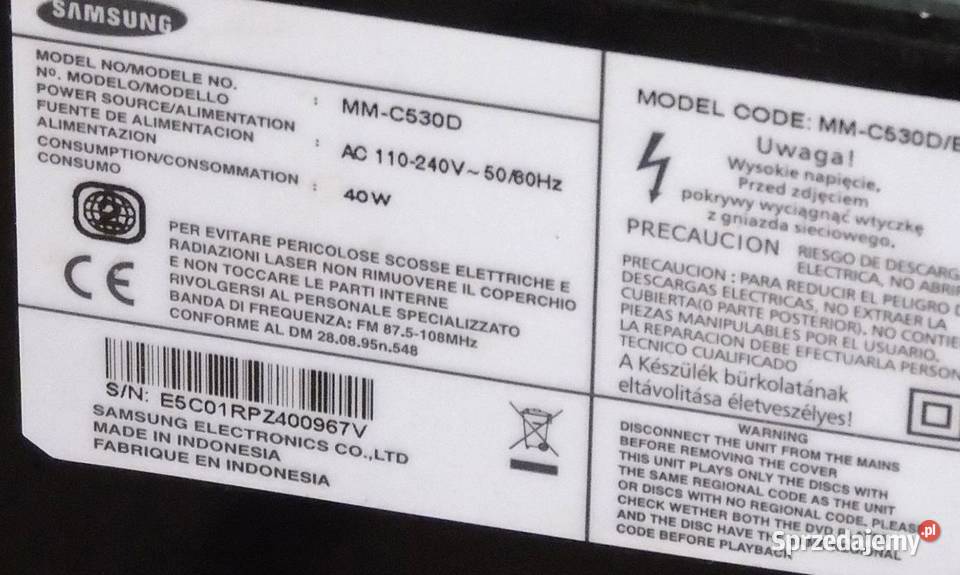 Amplituner Samsung MMC530 USB mp3 CD RDS AUX Jasło