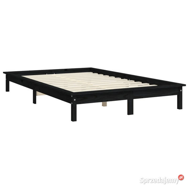 Rama łóżka czarna lite drewno sosnowe 200 x 200 Łóżka Łóżka i materace