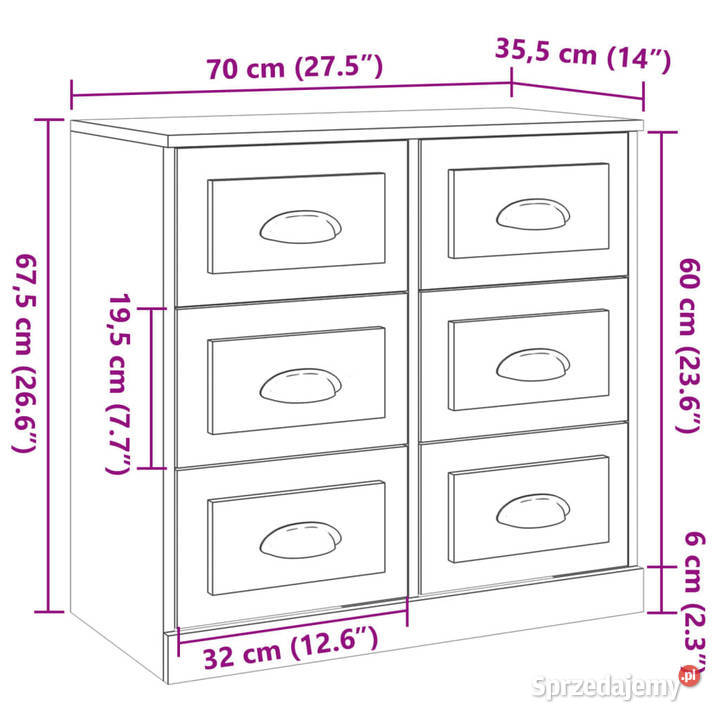 Szafka przydymiony dąb 70x355x675 WM816437 sprzedam