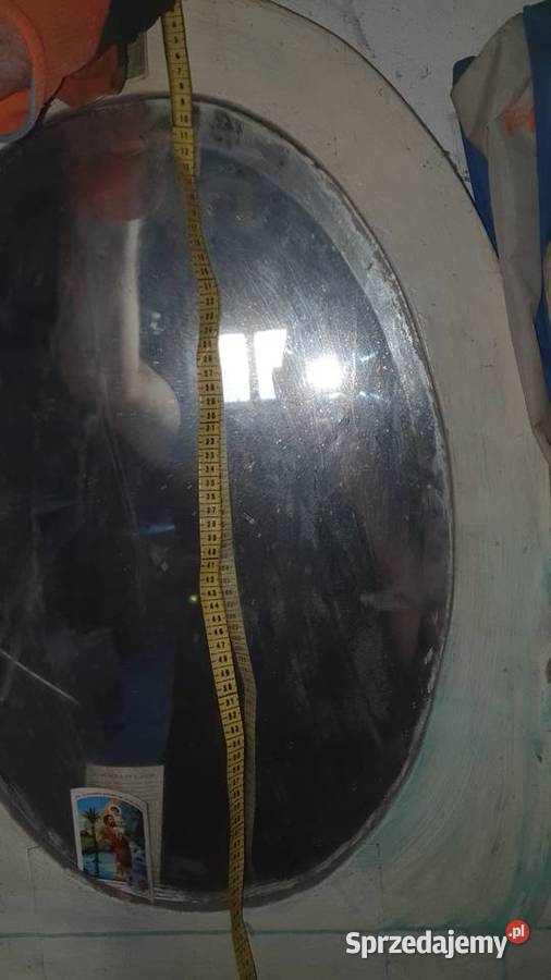 Lustro drewniane białe ścienne vintage PRL Warszawa