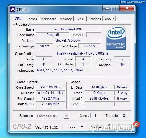 procesor Intel Pentium 4 630 SL8Q7 3000MHz Olsztyn
