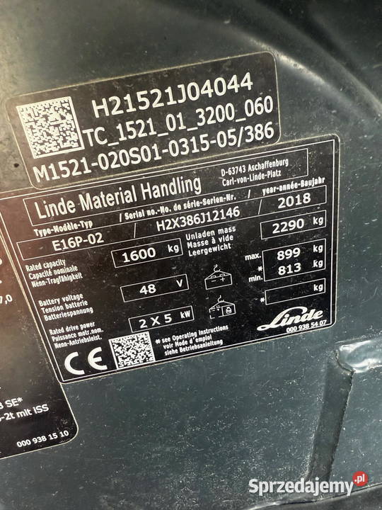 wózek widłowy elektryczny LINDE E16P02 EVO 460m Działoszyn