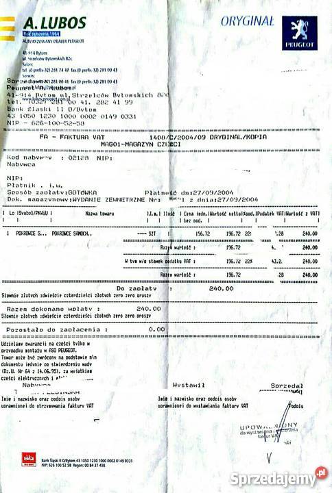 Orginalne pokrowce Peugeot 206 z fakturą z ASO