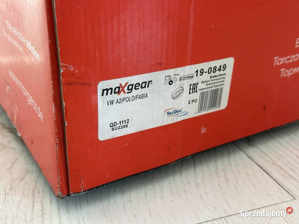Nowe Bębny hamulcowe Skoda Fabia VW Polo Maxgear Gdańsk