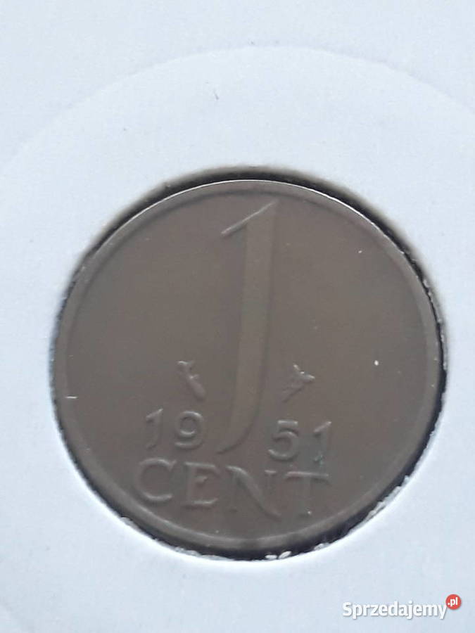 1 Cent Holandia 1951 r Juliana 2 około mennicze Konin