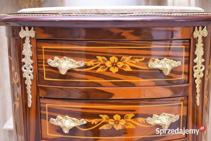 Drewniana Komoda Blat Marmur Styl Barok 4 Kraków