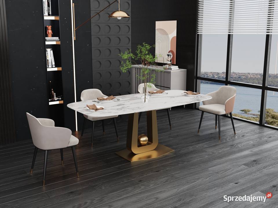 Stół złoty okrągły Glamour Nowojorski Milenio z małopolskie Golkowice