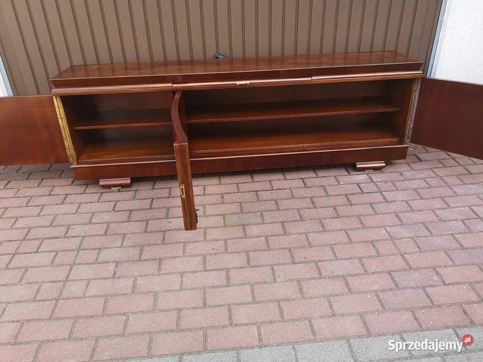 Komoda ARTDECO RTV Niska Orzech 200 Zgrabna Antyki, Sztuka, Kolekcje wielkopolskie Swarzędz sprzedam