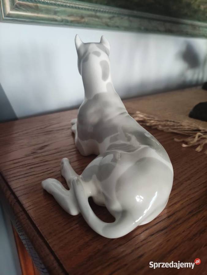 Klasyk Vintage Porcelanowy Dog Niemiecki Figurki i rzeźby Janów Lubelski