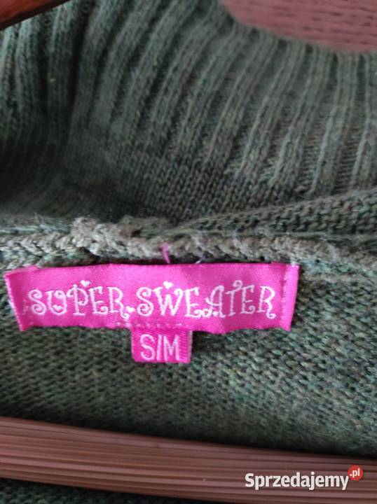 merino długi sweter z kieszeniami katurem