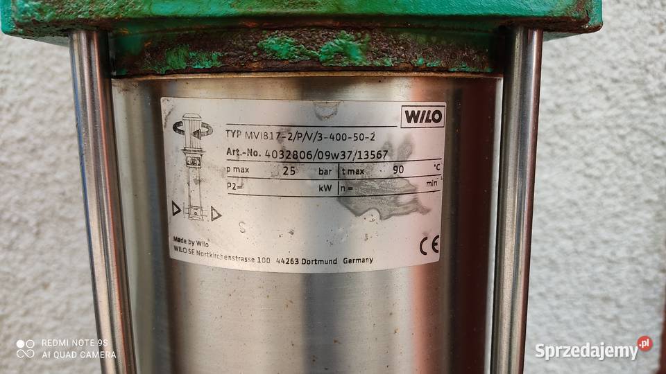 pionowa pompa wielostopniowa WILO MVI 8172 Nowy Tomyśl
