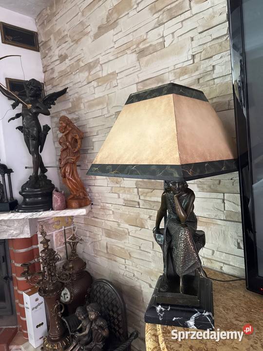 Przedwojenna lampa gabinetowa z brązu sygnowana Długopole-Zdrój sprzedam