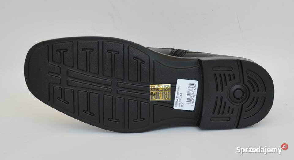 Męskie skórzane czarne trzewiki rozmiar 44 7782 skóra Żyrardów