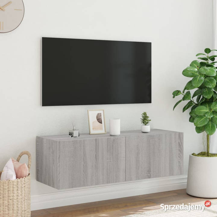 Ścienna szafka TV z LED szary dąb sonoma Warszawa