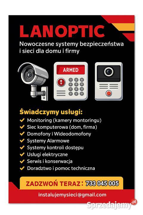 Kamery Monitoring Alarmy Wideodomofon Montaż łódzkie Łódź