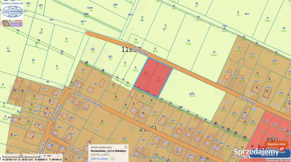 Działka 3000m2 Korzeniewo Stawowa rolna Wynajem
