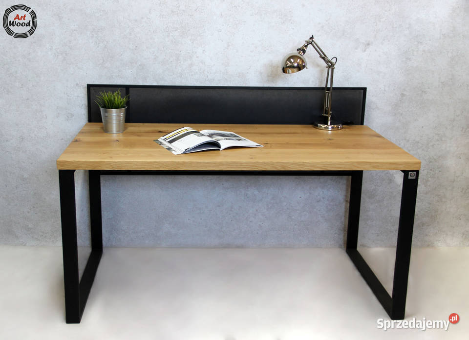 Biurko loftowe, biurko, biurko z blatem dębowym MUM