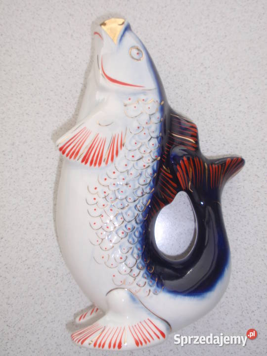 Karafka kieliszki do wódki 4 ceramika rybki z Porcelana i szkło Łódź