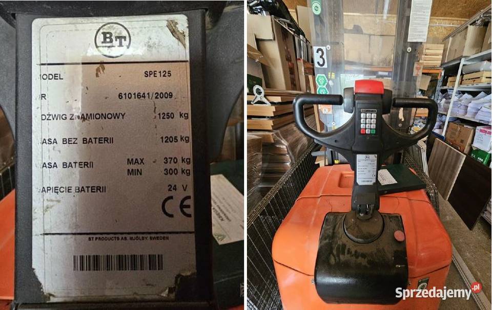 Wózek podnośnikowy BT SPE 125 2009 Brzezie