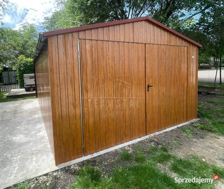 Garaz blaszany 5x6m brama dwuskrzydłowa dach Radom