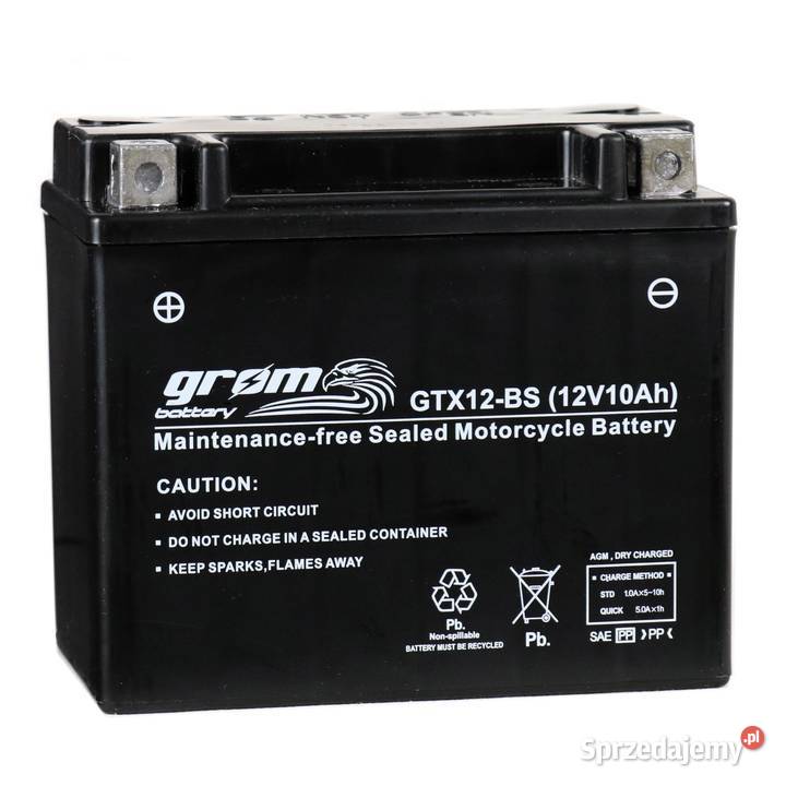 Akumulator 10Ah 180A GROM GTX12BS YTX12BS 12V Akumulatory motocyklowe Oświęcim