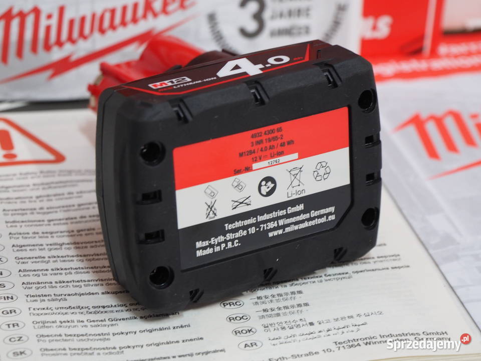 MILWAUKEE M12 B4 12v 4Ah bateria akumulator Baszkówka
