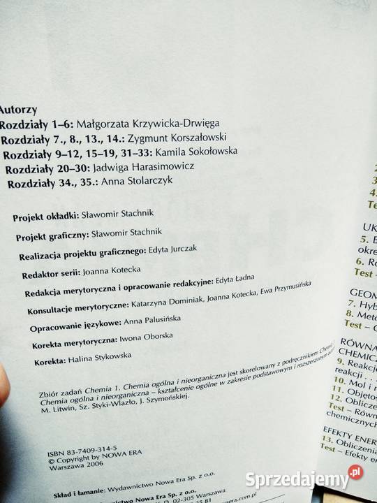 Chemia 1 zbiór zadań nowa era unikatowe książki Warszawa