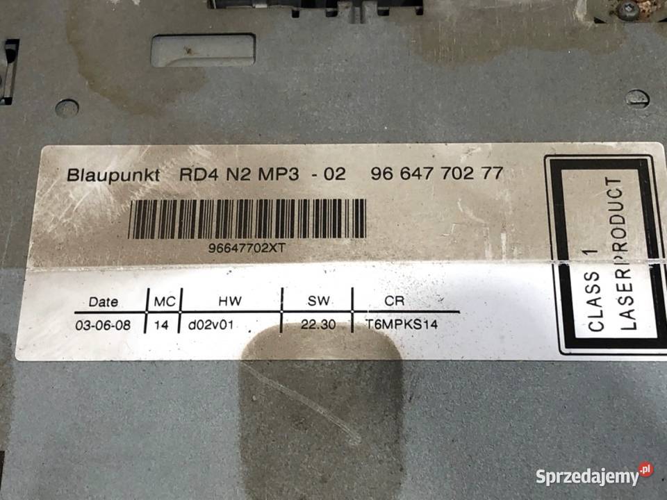 RADIO CITROEN C8 9664770277 ODTWARZACZ osobowe